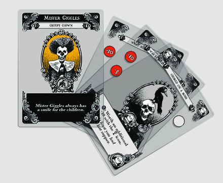 Gloom cards are printed on transparent plastic.