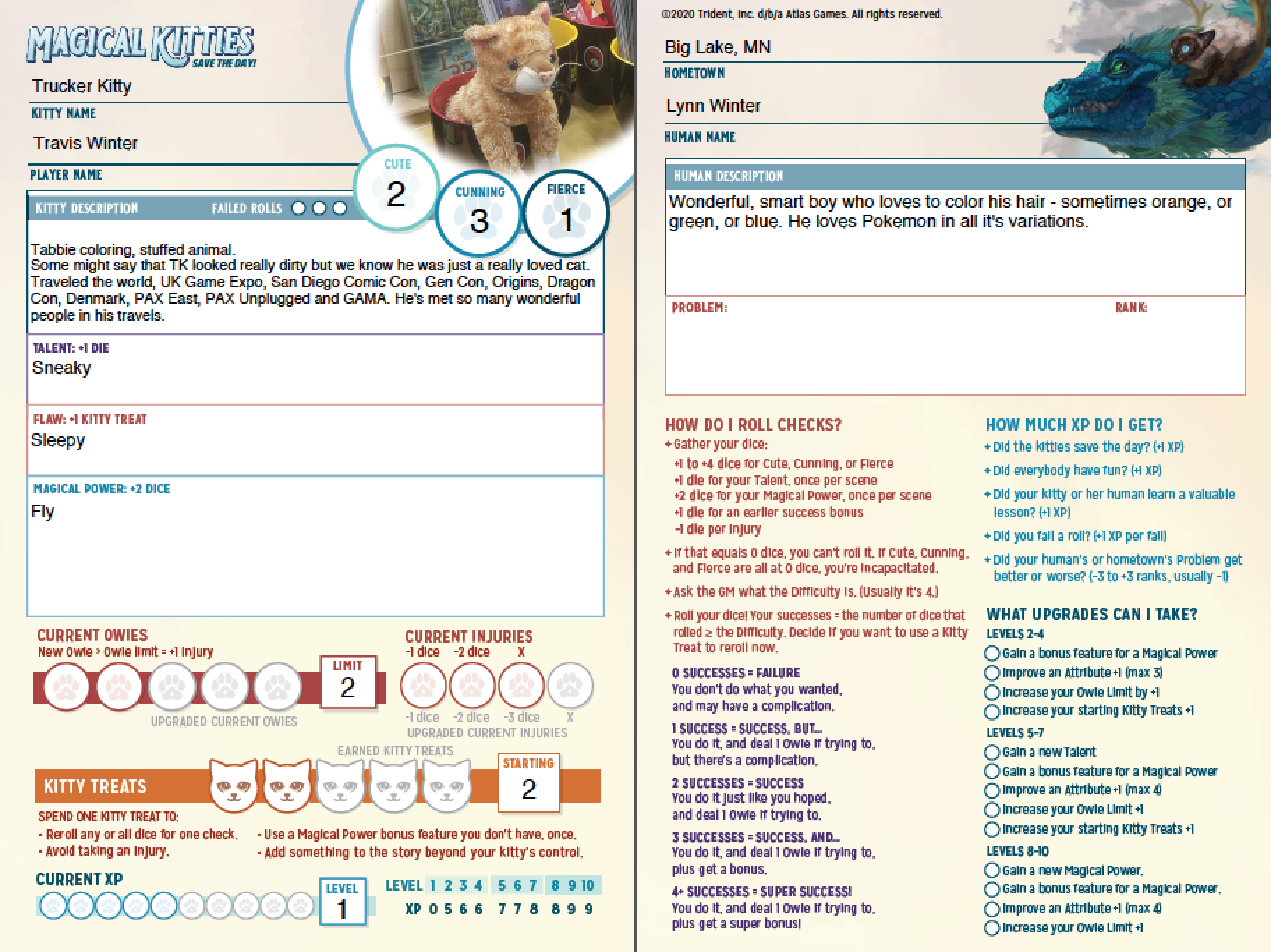 Trucker Kitty Character Sheet